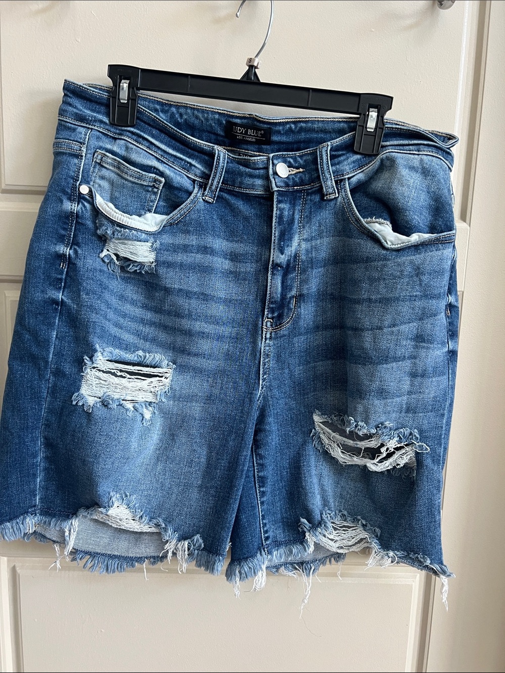 Judy Blue high raise Distressed Denim Bermuda Shorts/ jorts Sz 2XL summer vacay - Picture 3 of 6